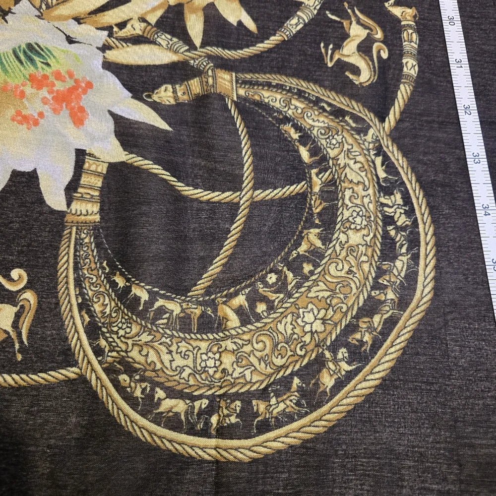 Rectangle Scarf Floral Leopard Equestrian Rococo Vintage Maximalist 80s vibe